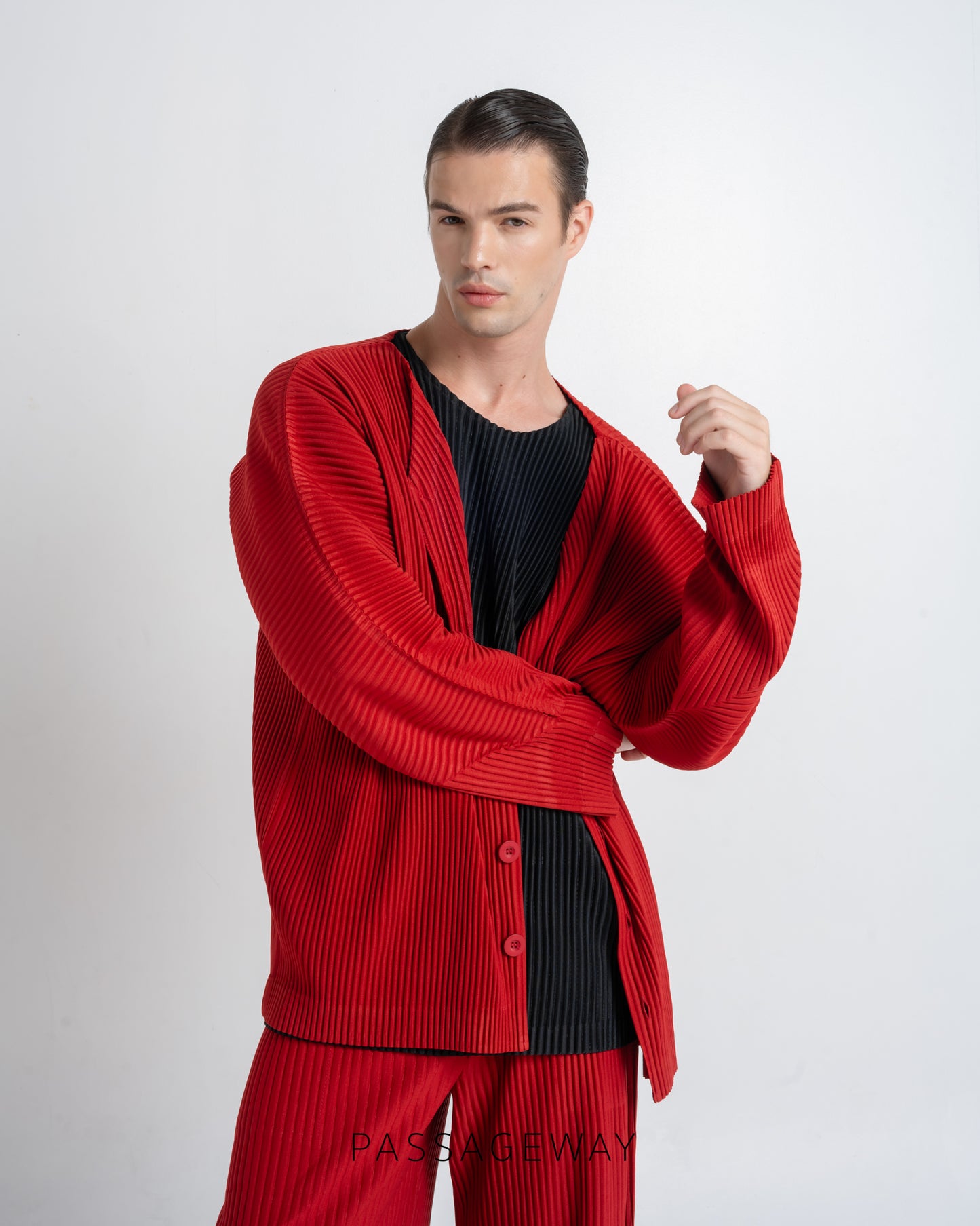 Pleated Cardigan