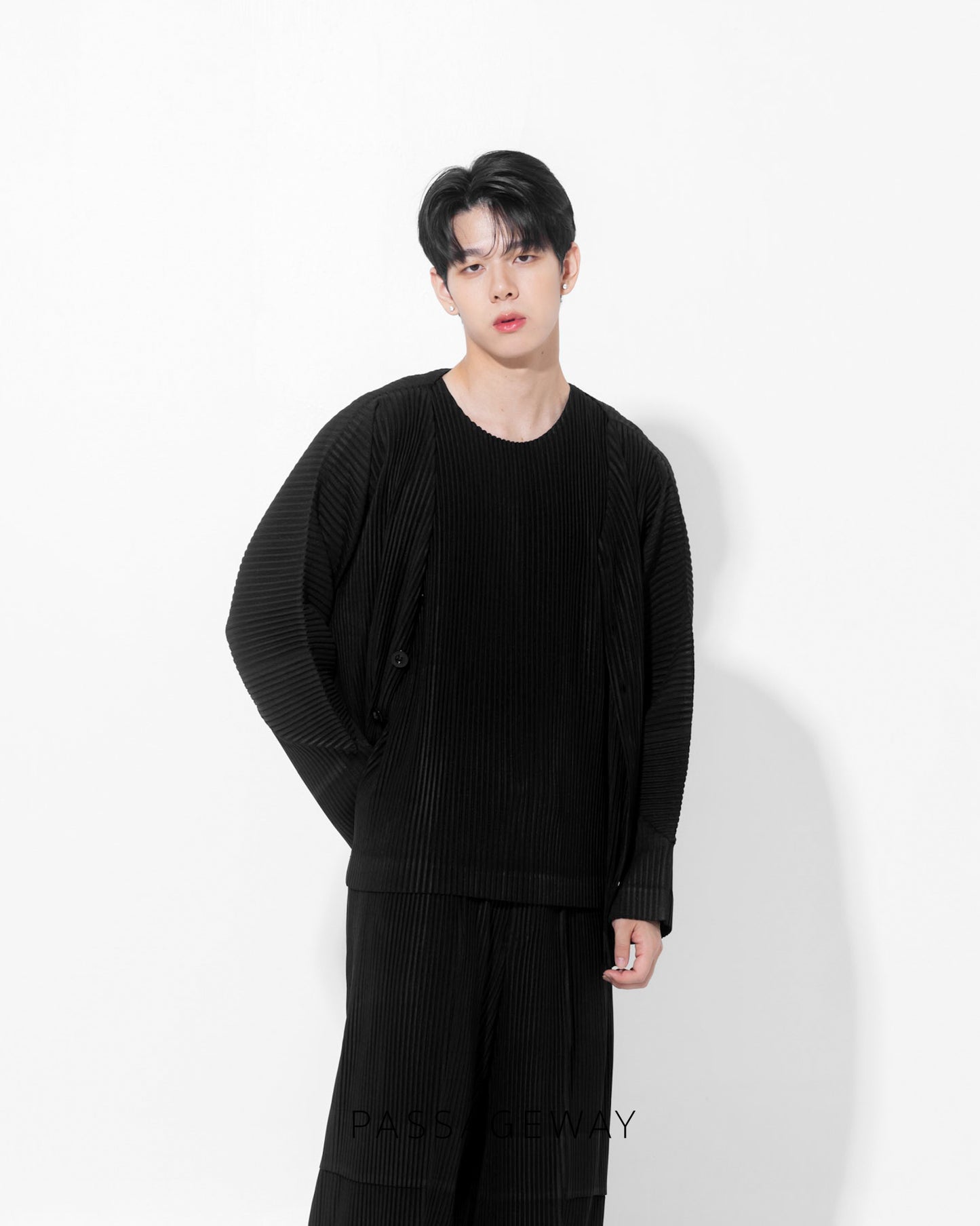 Pleated Cardigan